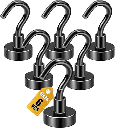 Miniatura 40 de Diymag Ganchos magnéticos, resisten 80 lb, 20 unidades, neodimio de tierras raras fuertes para colgar, colgador magnético para cortina, hogar, Negro