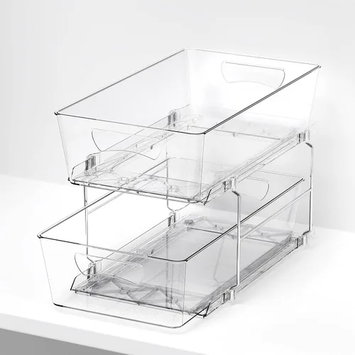 Miniatura 9 de Simple Houseware - Cajón organizador de cesta extraíble de 2 niveles, transparente