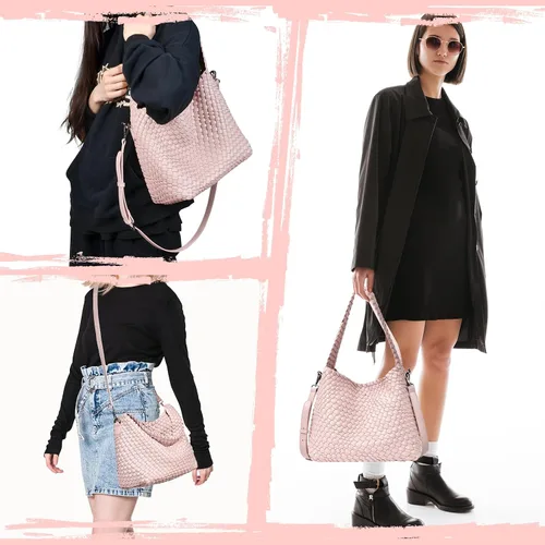 Miniatura 5 de Woven Bag for Women, Vegan Leather Tote Bag Retro Handbag, Handmade Large Shoulder Bags Crossbody Bags Summer Beach Purse