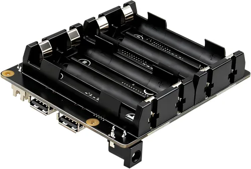 Geekworm X1202 Placa de expansión UPS de 4 celdas y 5 V para Raspberry Pi 5 | Salida máxima de 5.1 V 5 A | Entrada ancha de 6 a 18 V | Encendido