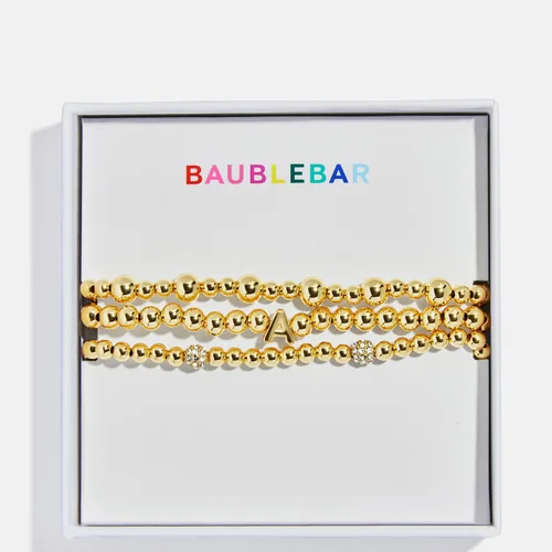 Miniatura 2 de BaubleBar Juego de pulsera Pisa para mujer, tres pulseras de cuentas chapadas en oro, joyería de moda, regalo de moda