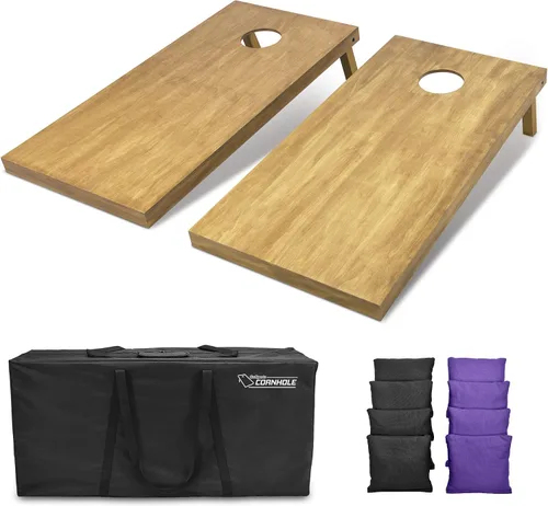 Miniatura 8 de GoSports 4 ft x 2 ft Regulation Size Wooden Cornhole Boards Set with Light Brown Finish - Includes Carrying Case and Bean Bags Negro- gris