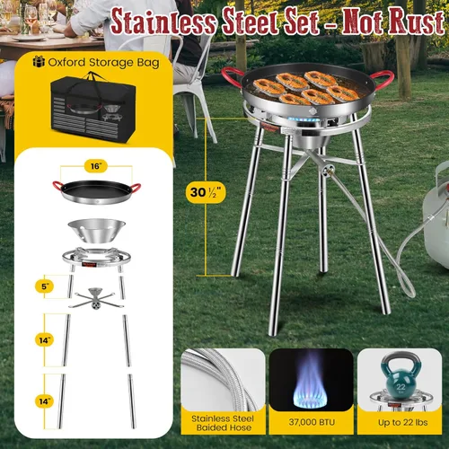 Miniatura 2 de ARC Paella antiadherente - Juego de quemador y soporte de acero inoxidable, juego de paella con cabezal de quemador de propano, bolsa de transporte