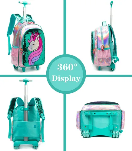 Miniatura 3 de Rolling Backpack for Girls Kids Luggage Wheels Laptop Suitcase for Elementary Students