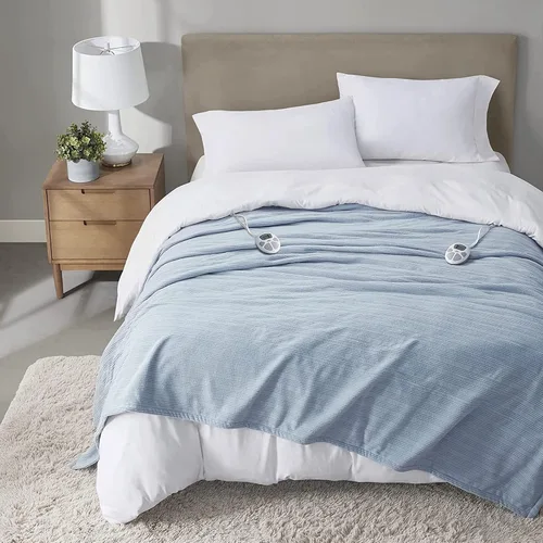 Miniatura 16 de Serta - Manta de forro polar ultrasuave Travis con textura de nervaduras trilobulares, manta eléctrica; cómoda, agradable y abriga y protege