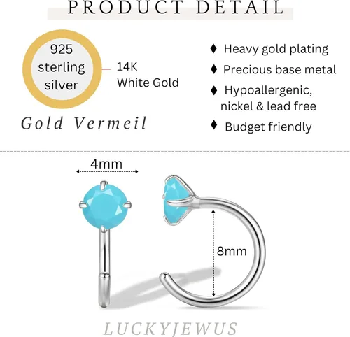 Miniatura 30 de Aretes pequeños de plata de ley 925 para mujer