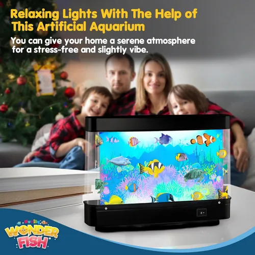 Miniatura 3 de Pecera Artificial de Juguete Océano Virtual - Mini Acuario de Escritorio de Oficina, Lámpara de Movimiento con Luz Nocturna, Regalo Divertido