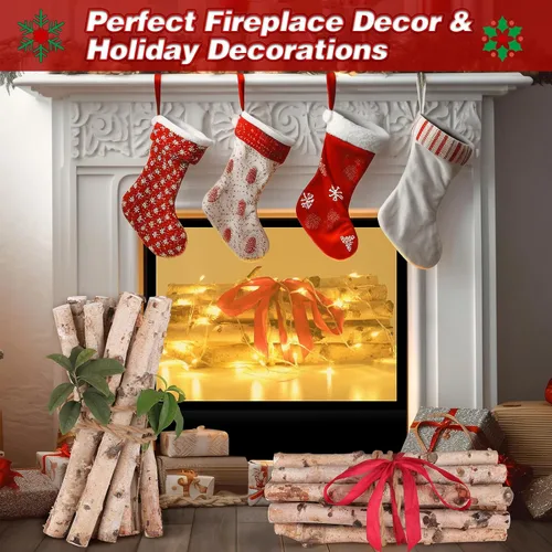 Miniatura 4 de Paquete de 12 troncos de abedul para chimenea de madera decorativa para manualidades, troncos de abedul natural para decoración, decoración