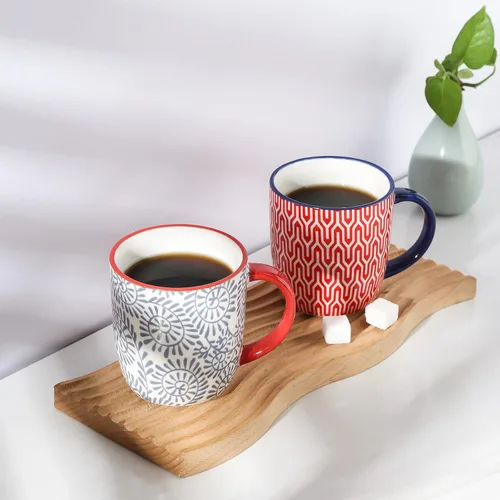 Miniatura 2 de Selamica Juego de 4 tazas de café de 10 onzas, tazas de café pequeñas de cerámica con asa, taza de café para capuchino latte cacao, té con leche