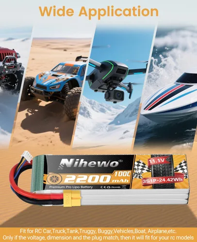 Miniatura 5 de 3S Lipo Battery 2200mAh 11.1V RC Lipo Batería 100C con enchufe XT60 Funda suave para RC Drone FPV Aviones Multi-Motor Quadcopters Autos, Camiones