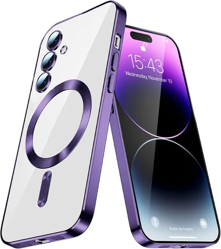 LEMAXELERS Funda magnética para Samsung Galaxy Note 20 Ultra compatible con carga inalámbrica MagSafe [no amarillenta] delgada y suave TPU Púrpura