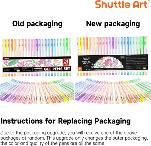 Miniatura 8 de Shuttle Art Bolígrafos de gel pastel, 24 colores pastel lechosos para papel negro, libros para colorear para adultos, dibujo, garabatos, Paquete