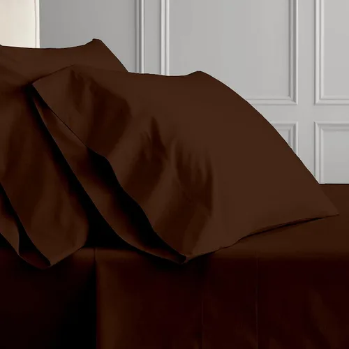 Miniatura 2 de Juego de sábanas de 4 piezas, 800 hilos, 100 % algodón, sábanas de tamaño individual chocolate, algodón de fibra larga, transpirable y refrescante
