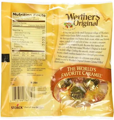 Miniatura 2 de Werther's Original Caramelos duros rellenos de caramelo cremoso, caramelos duros envueltos individualmente para Halloween, fiestas o aperitivos