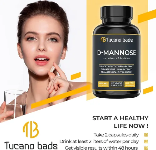 Miniatura 5 de Tratamientos de infección del tracto urinario D Manosa 1000 mg Cápsulas - Potentes píldoras de D-manosa y arándano con extracto de hibisco - Control