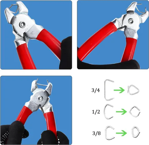 Miniatura 4 de 540 piezas de anillos de cerdo con kit de alicates rectos para anillos de cerdo 3/4", 1/2", 3/8" anillos de cerdo galvanizados para jaulas de Rojo