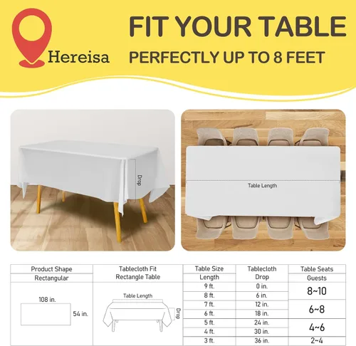 Miniatura 2 de Paquete de 3 manteles de plástico desechables de 54 x 108 pulgadas, manteles de color blanco hueso, manteles de fiesta nupcial para fiestas