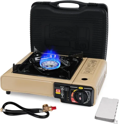 Miniatura 11 de SHINESTAR Estufa de combustible dual con compatibilidad de butano y propano, estufa de campamento portátil para cocinar al aire libre, manguera