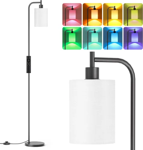 Miniatura 15 de SIBRILLE Lámpara de pie con pantalla de lino, lámpara de pie alta regulable con control remoto y 3 temperaturas de color, lámparas de pie modernas