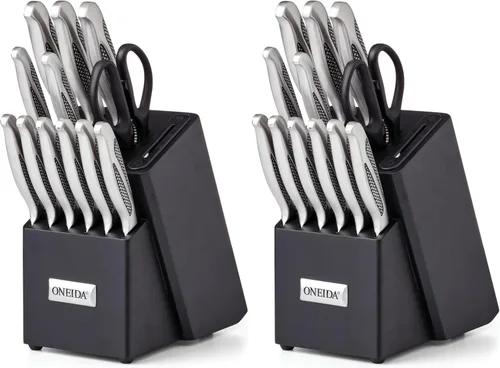 Miniatura 4 de Oneida Crosshatch - Juego de cubiertos – Juego de cuchillos para carne jumbo de 4 piezas