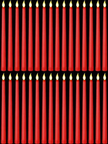 Miniatura 17 de Treela 24 piezas de velas cónicas sin llama, operadas con pilas, falsas a granel, velas de 11 pulgadas, luces LED, candelabros parpadeantes cónicos