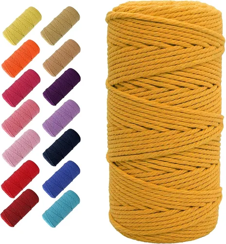 Miniatura 39 de Cuerda de algodón para macramé, de 0.11 pulgadas x 109 yardas, cuerda de macramé natural marrón, suministros perfectos de algodón para hacer