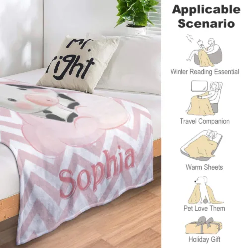 Miniatura 21 de Artsadd Manta de bebé personalizada para niños y niñas con nombre, manta personalizada con nombre de bebé con patrón de unicornio, manta