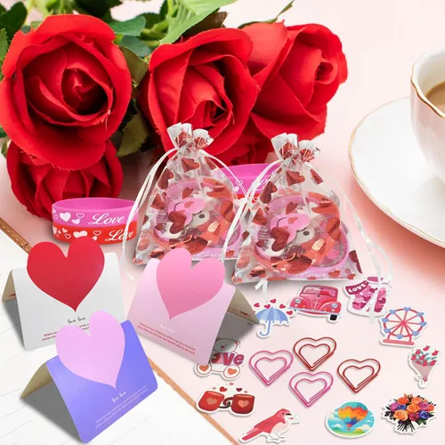 Miniatura 6 de BANBALLON Regalos de fiesta del día de San Valentín, llaveros de amor, tarjetas de felicitación, calcomanías de clip de papel en forma de corazón