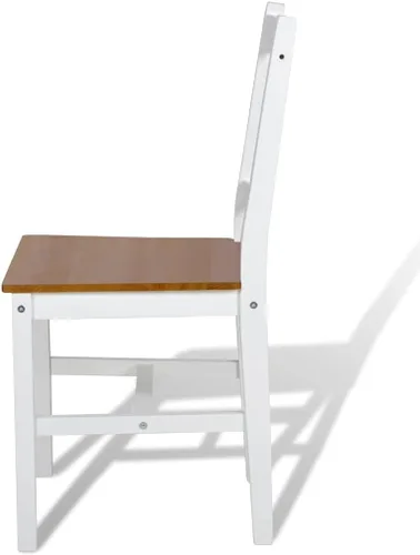 Miniatura 5 de Dining Chairs Set of 4 Solid Pine Wood White and Beige Farmhouse Style Ergonomic Design for Dining Room Kitchen and Comedor White and Natural