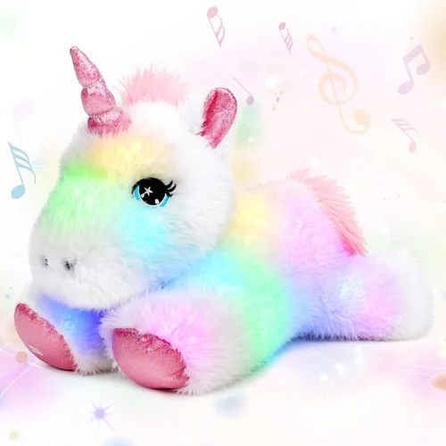 Miniatura 11 de Oso de peluche con luces LED brillantes, luz nocturna musical, juguete de peluche canta canciones de cuna, regalos de Navidad, para cumpleaños