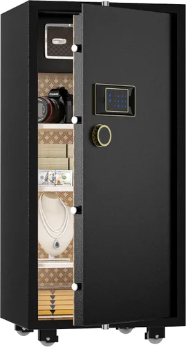 TIGERKING 11.5 pies cúbicos Caja fuerte grande y resistente para seguridad del hogar – Bloqueo digital con pantalla táctil, antirrobo, estantes Negro
