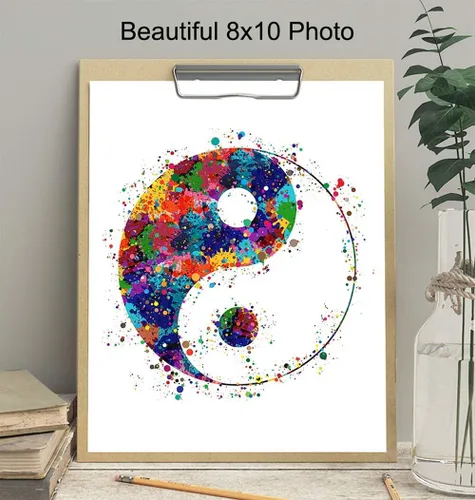 Miniatura 3 de Yin Yang - Impresión artística inspiradora de acuarela zen, foto sin marco de 8 x 10 pulgadas, regalo motivacional para meditación, fanáticos