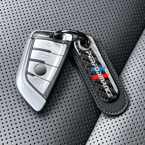 Miniatura 4 de muekzru Juego de Llavero de Fibra de Carbono y Cuero para Coche, Llavero Universal de Moda y Deportes para Negocios, Regalo de Cumpleaños