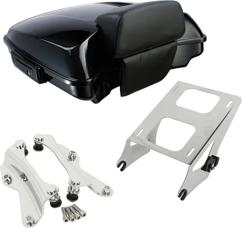 Miniatura 14 de XMT-MOTO King Tour Trunk + almohadilla de respaldo envolvente+estante de montaje negro+accesorios de acoplamiento para Harley Touring Road King Road