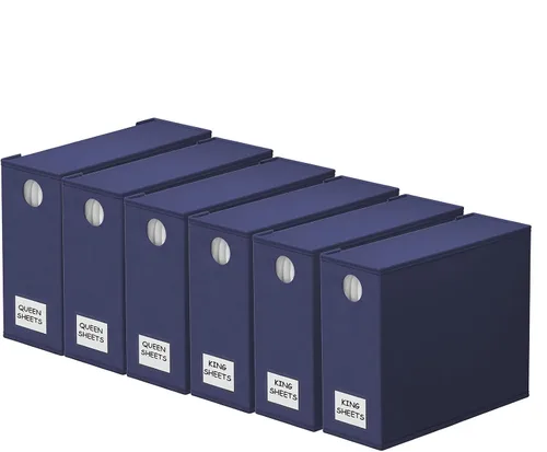 Miniatura 9 de SpaceAid Paquete de 6 organizadores y almacenamiento de sábanas, organizador de sábanas plegable con ventana para armario de lino, juego de carpetas