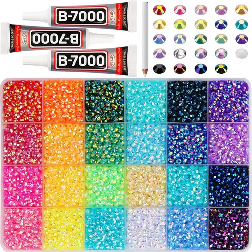 Miniatura 23 de Pegamento para Gemas b7000 con 7500 Piezas de Diamantes de Imitación Rojos para Manualidades, Ropa, Tela, Cristales de Parte Plana para Zapatos