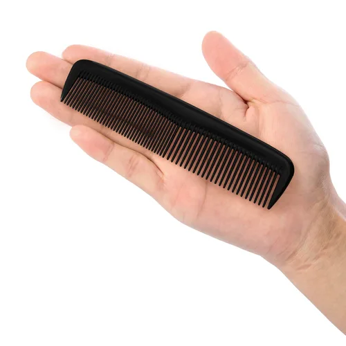 Miniatura 4 de Leinuosen Juego de 12 peines de bolsillo de plástico de dientes finos para peinar el cabello para mujeres y hombres, Peines para el cabello (Negro)