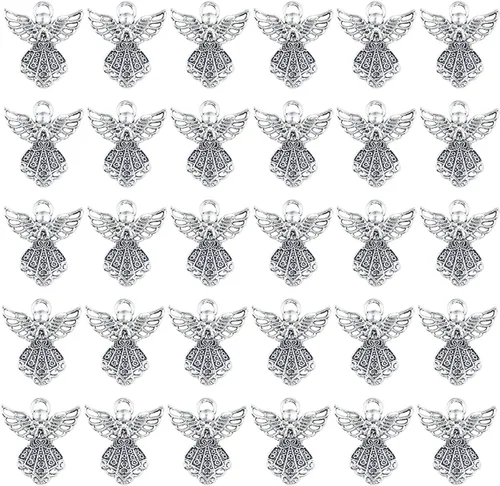 AUEAR, Colgantes de plata antigua con dijes de ángel para hacer joyas de bricolaje, collar y pulsera