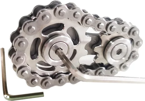 Miniatura 7 de Sprocket Fidgets Cadena de acero inoxidable Fidget Cube Engranajes Engranajes Cadena de bicicleta Novedad Fidget Block Kinetic Desk Metal EDC Focus