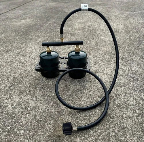 Miniatura 2 de MENSI Kit adaptador de repuesto de propano doble, 2 adaptadores de 1 libra con manguera de alta presión de 3 pies, entrada QCC para tanques de 20 a