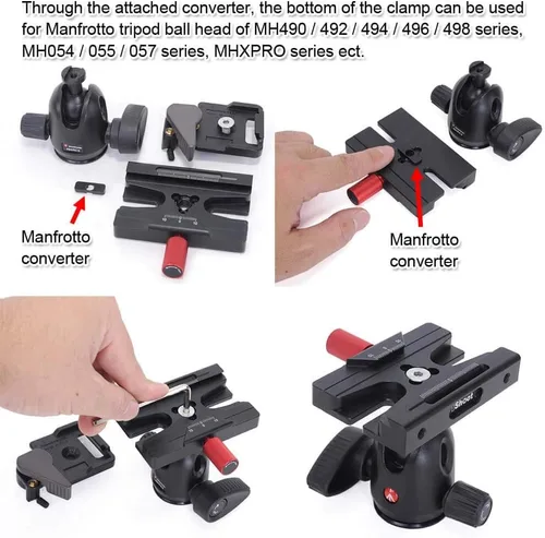 Miniatura 5 de iShoot Convertidor de abrazadera adaptadora compatible con Manfrotto 200PL 410PL, Arca-Swiss Fit Placa de liberación rápida y cabezal de trípode