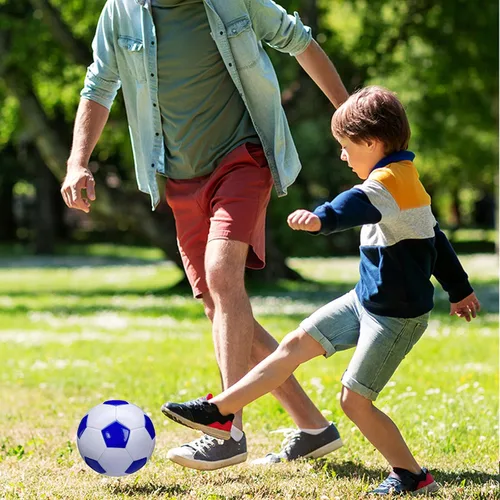 Miniatura 7 de Balón de fútbol tamaño 2, 3, 4, 5, blanco y azul, actividades deportivas escolares para exteriores e interiores, diseño clásico antiexplosión