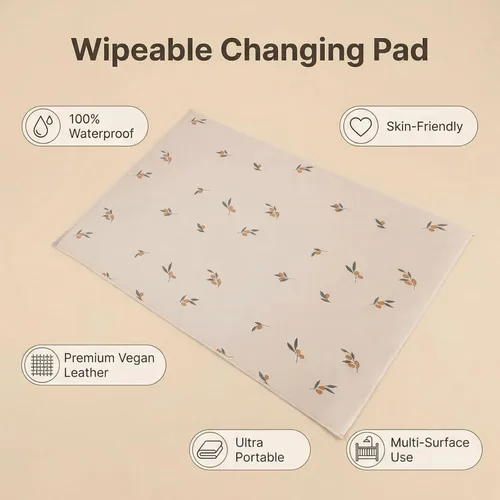 Miniatura 7 de Cambiador de bebé de cuero vegano - Cambiador portátil lavable, cambiador plegable de viaje para bebé, regalos de ducha para recién nacidos y niños