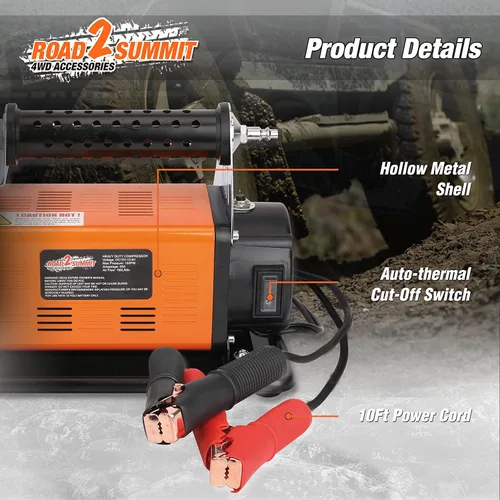 Miniatura 7 de Kit de Compresor de Aire Portátil 12V de Alta Resistencia Infla 6.35CFM (180L/Min), Máx 150PSI, Kit de Compresor de Aire para Todo Terreno