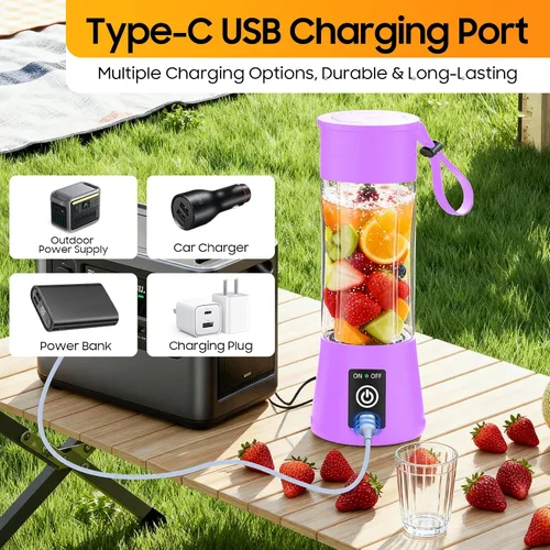 Miniatura 7 de Licuadora portátil para batidos y batidos – Licuadora personal recargable por USB mejorada, alta velocidad de 20,000 rpm, apto para viajes