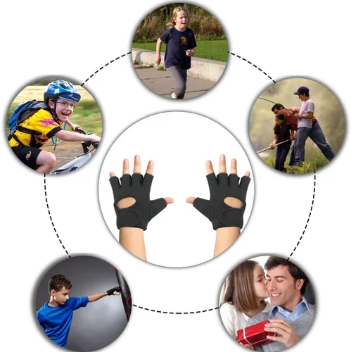 Miniatura 7 de Luwint Guantes de entrenamiento sin dedos para niños, guantes antideslizantes de fitness para niños, ciclismo, yoga, levantamiento de pesas, 1 par