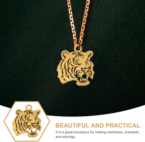 Miniatura 7 de 30 dijes de tigre para hacer joyas, dije de cabeza de tigre dorado antiguo para collar, pulsera, dijes de animales de metal para llavero, bolsa