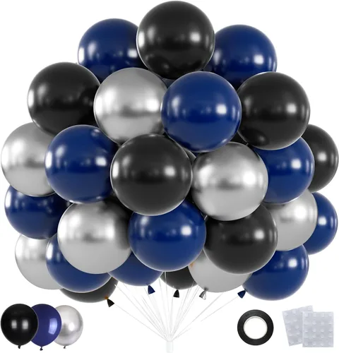 Miniatura 11 de 60 globos de confeti negro y dorado, globos metálicos de látex dorado y negro de 12 pulgadas para graduación 2026, aniversario, cumpleaños, Navidad