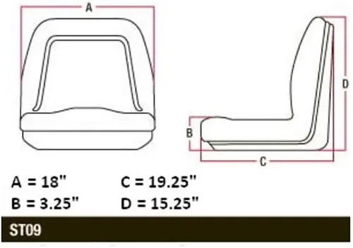 Miniatura 4 de TM333BL Asiento universal negro para John Deere Mower Gator