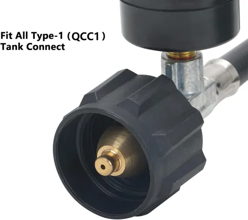 Miniatura 4 de ATKKE Adaptador de manguera de propano de 1 libra a 20 libras con calibre, convertidor de adaptador de parrilla de tanque de propano de 12 pies